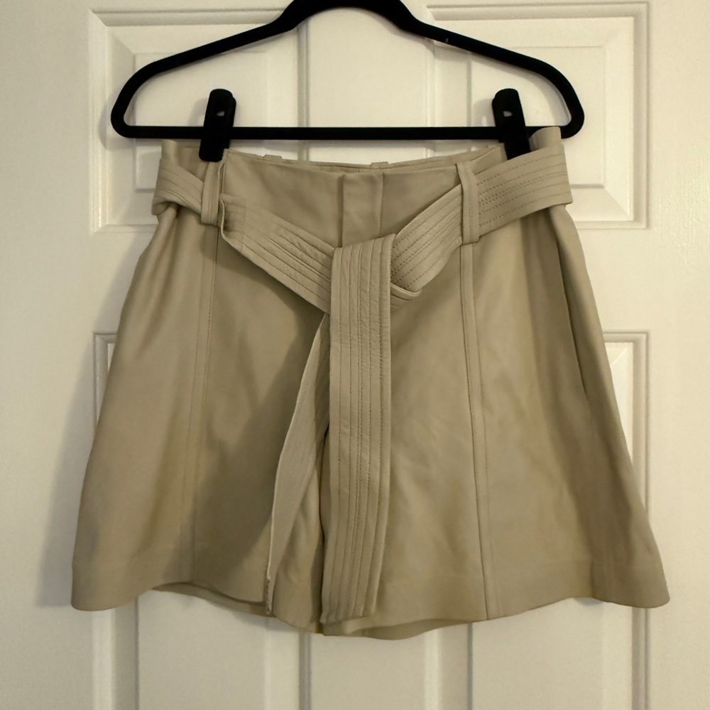 Vince Leather Stitch Belt Shorts